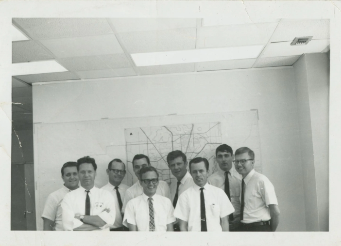 The design team in NASA's Master Planning Office with Conrad on the far right.