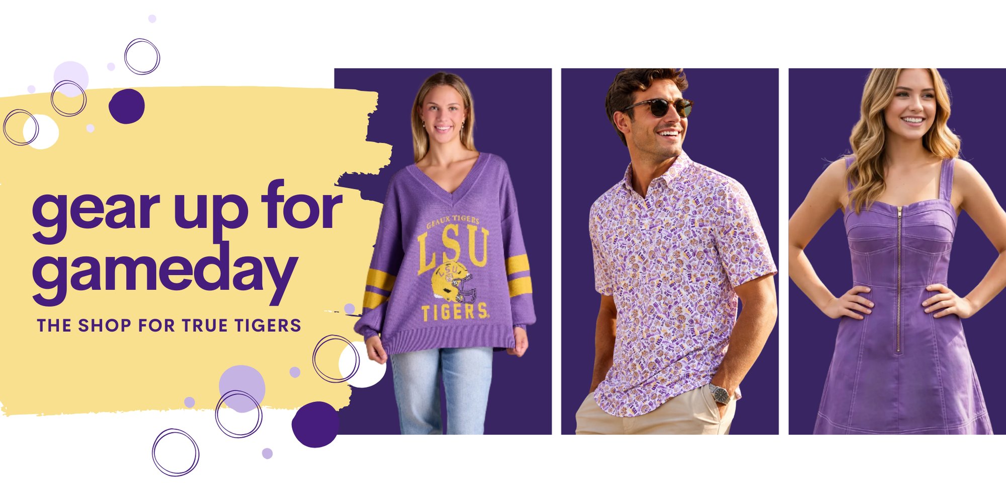 LSU Alumni Giftshop Banner "Gear up for gameday" LSU Alumni Giftshop Banner "Gear up for gameday"
