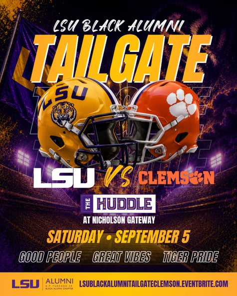 LSU Black Alumni Tailgate Flyer: Sept 5 at Nicholson Gateway