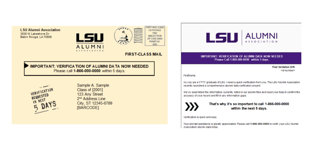 Sample PCI Mailers LSU Alumni Association